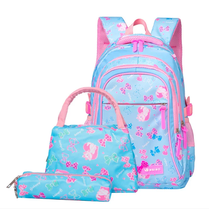 2019 Primary and Secondary School Schoolbag Waterproof Backpack Sweet Print Three-piece