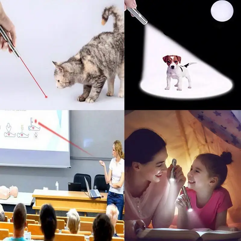 USB Rechargeable Pet Supplies Interactive Cat Toys 3 In 1 Mini Red Laser Pointer Pen 812-1660