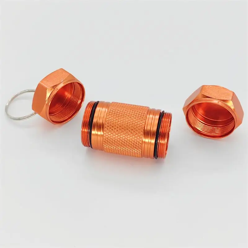 -JKYP-006  aluminum  capsule shaped pill box waterproof travel round designer keychain mini pill