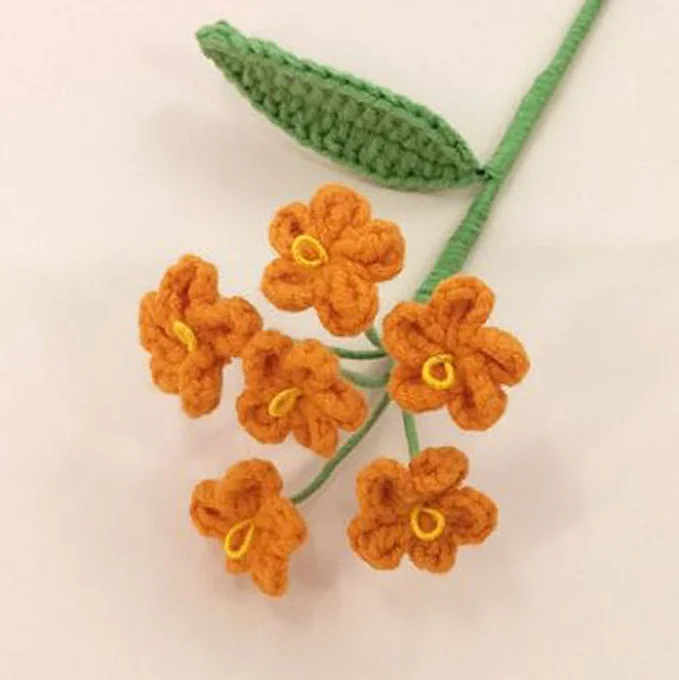 Multi Style Artificial Flower Wool Finished Products Crochet Single Flower Stem Forget me not Morning Glory Hand Knitted Flower