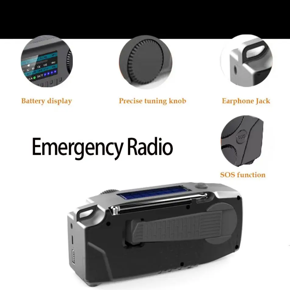 Wholesale price 2024 Dynamo Crank Flashlight Radio Led Flashlight Self Powered Radio With Hand Crank Phone Charger