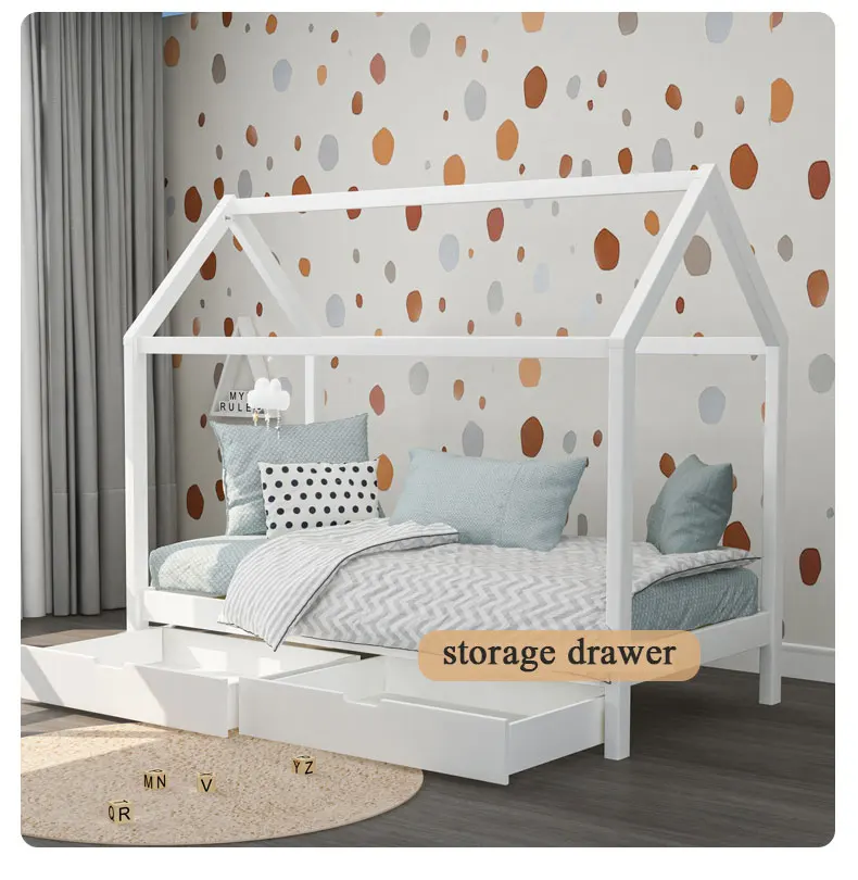 Оптовая продажа, детская мебель для спальни, деревянные напольные детские кровати Монтессори