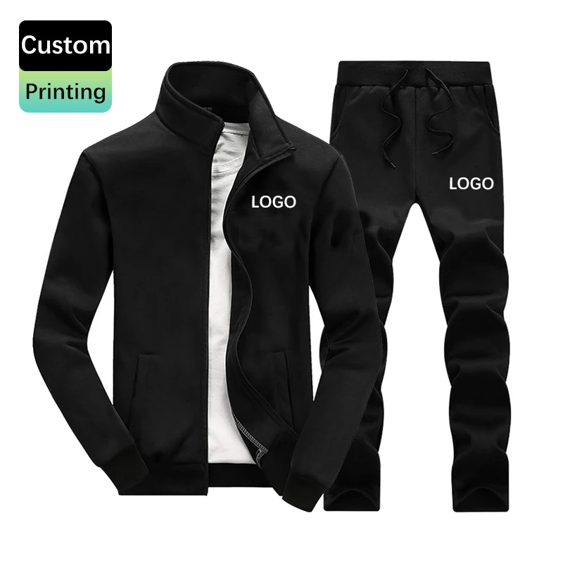Hot sale two piece solid color coat trousers men jogger sweatsuits customization sweatshirt tracksuit for spring and autumn