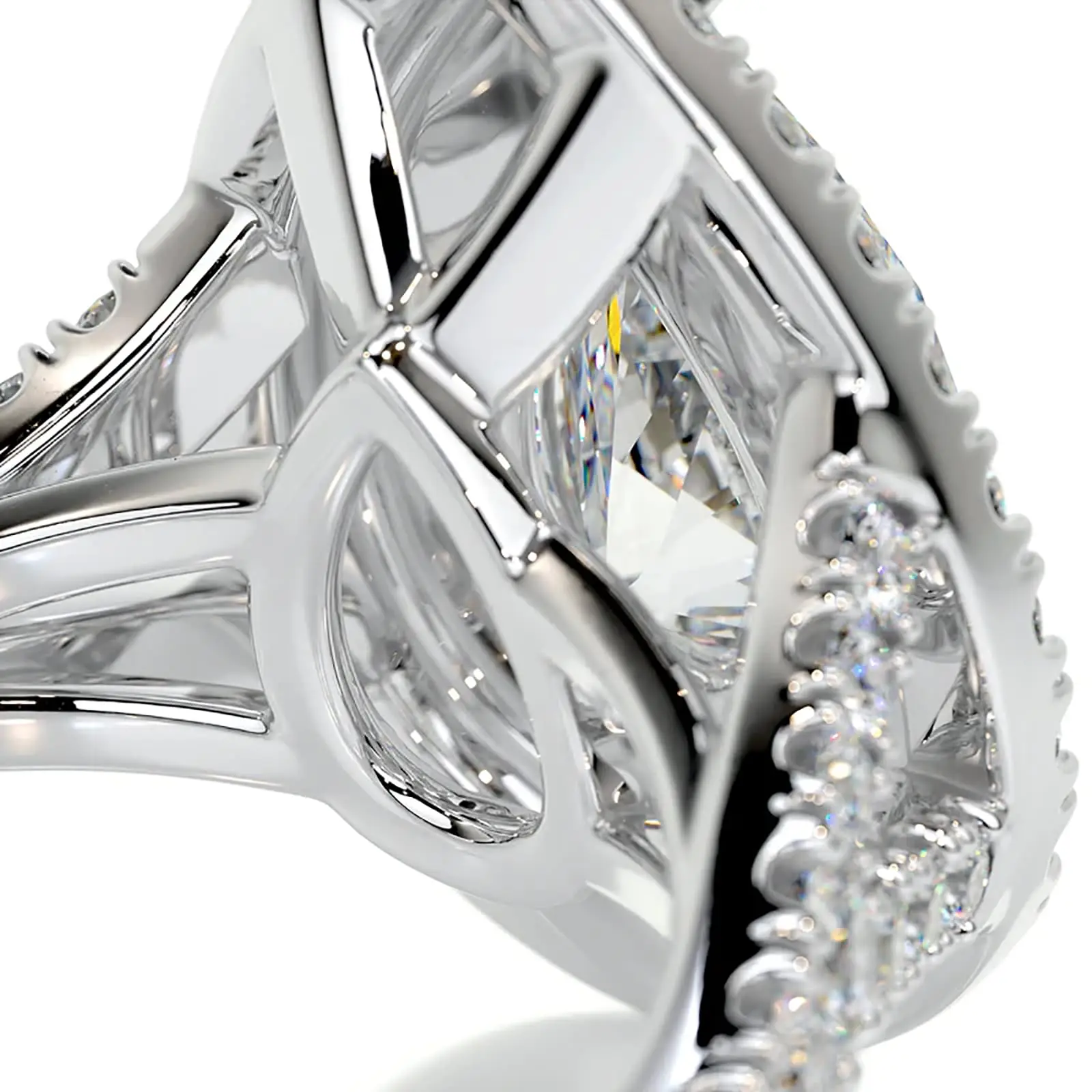 Affordable 14K Gold 9 Carat Pear Halo Lab Grown Diamond Engagement Ring Price