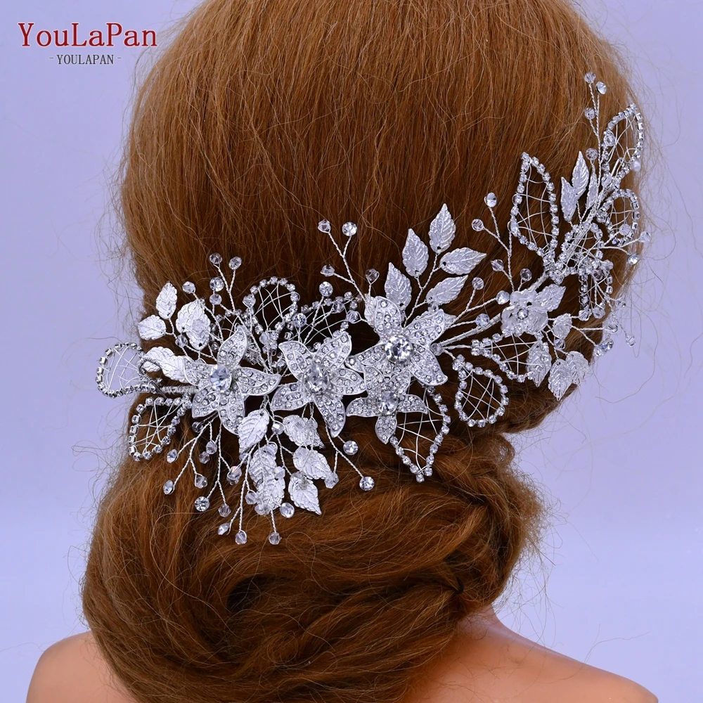 YouLaPan Wholesale Bridal Hair Accessories Gold Silver Flowers Leaves Fancy Headpiece Women Prom Party Wedding Headwear HP282