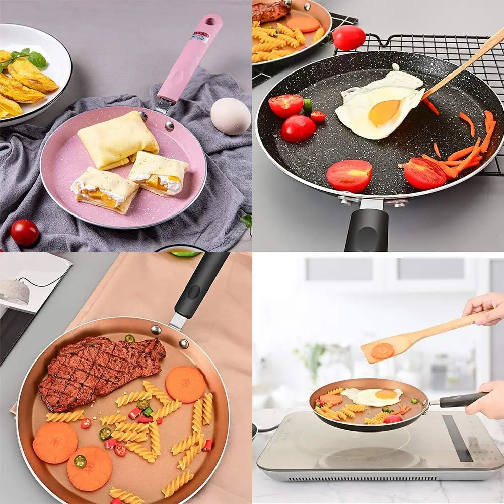 pink color Pancake pan Pressed Aluminium non stick Shallow frying pan Kitchen utensils panela rosa induction bottom crepe pan
