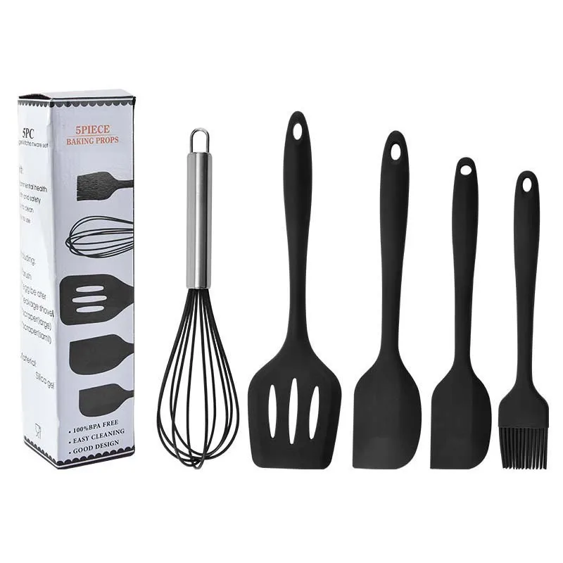 Home and Kitchen Accessories 5Pcs food grade silicone spatula set heat resistant cooking utensils set silicon cake spatulas