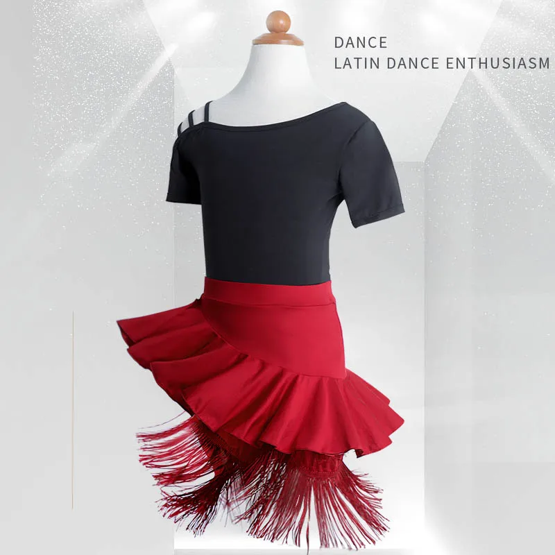 New Arrivals Girls Tassel Latin Dance Skirt Children Fringe Latin Dance Dress