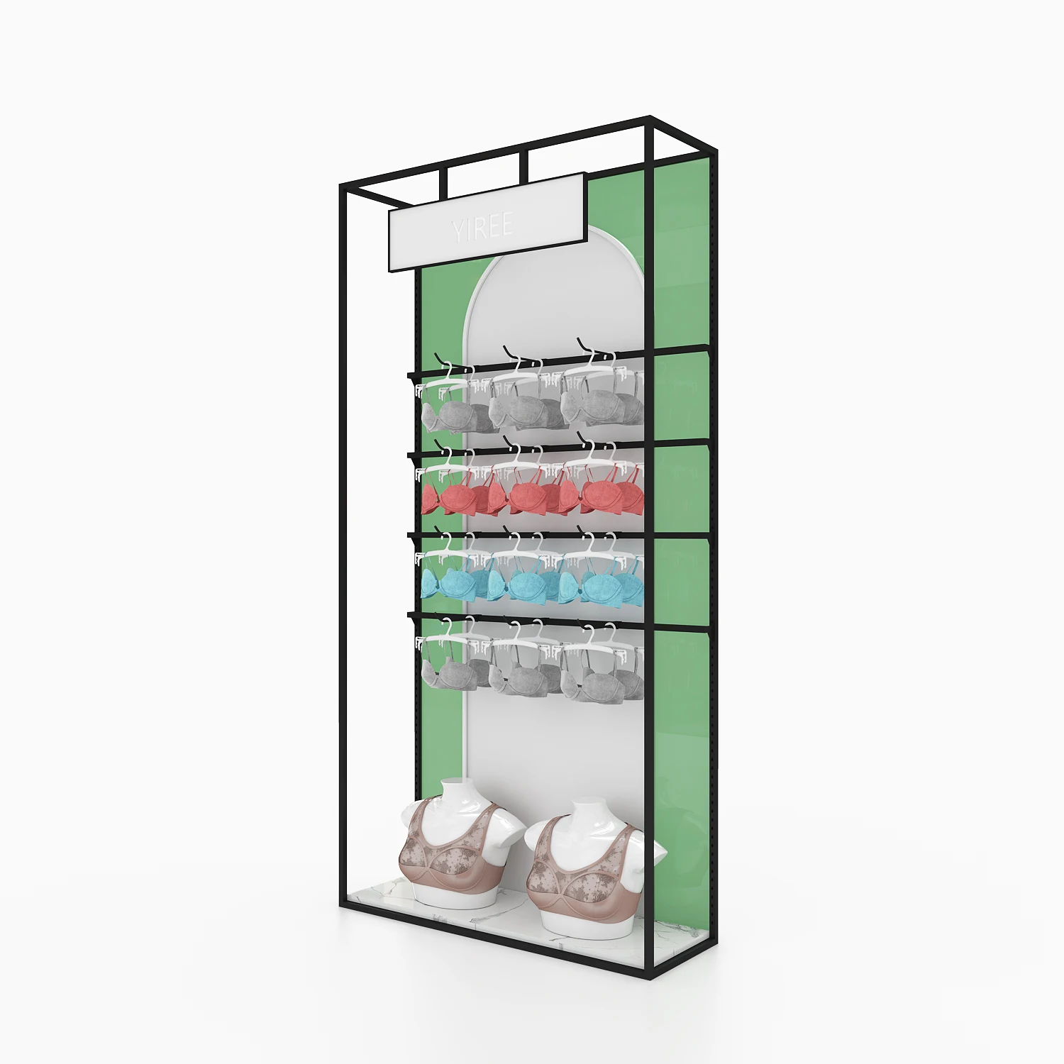 Top retail bra brand underwear store fixture display rack business factory metal wall lingerie shop designs