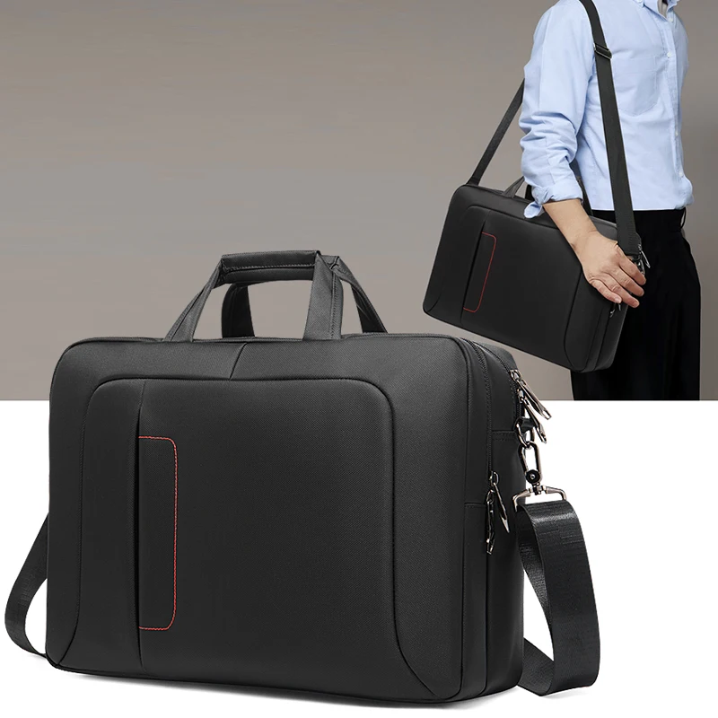 BINHAO Business Briefcase Handy Crossbody Oxford Cloth Fashion Large Capacity multiple partitions  Crossbody Bag Classic Black