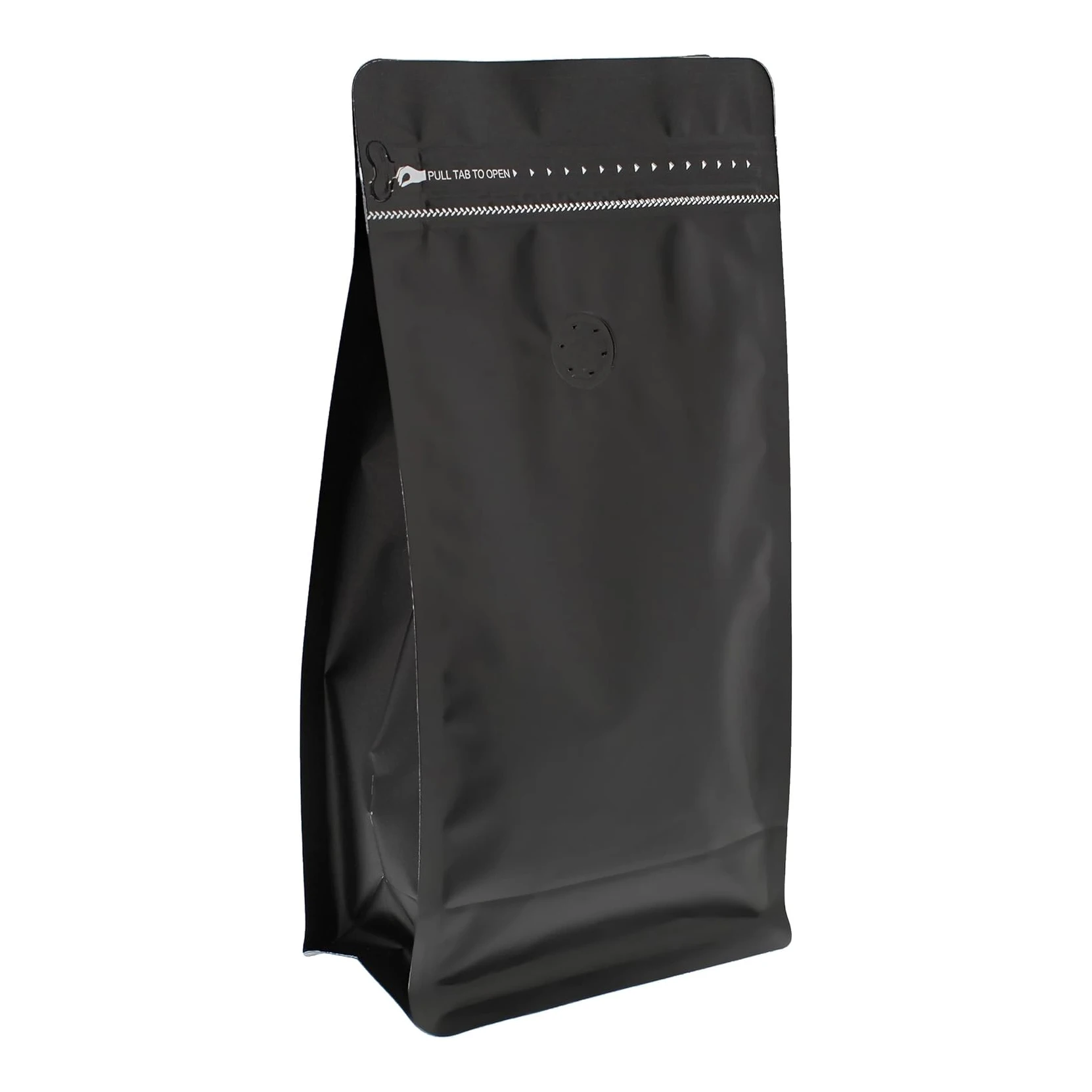 Custom Flat Bottom Pouch Food Candy Gravure Printing Bread Packaging Matte Ziplock Black Coffee Bags with One way Valve