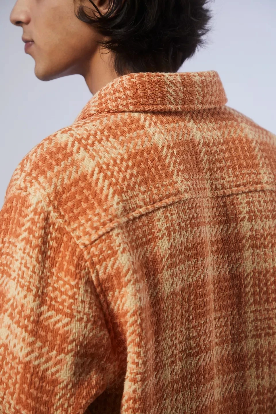 Wholesale Manufacturer Men Allover Check Pattern Long Sleeve Button Placket Workout Overshirt Plaid Shirt Jackets