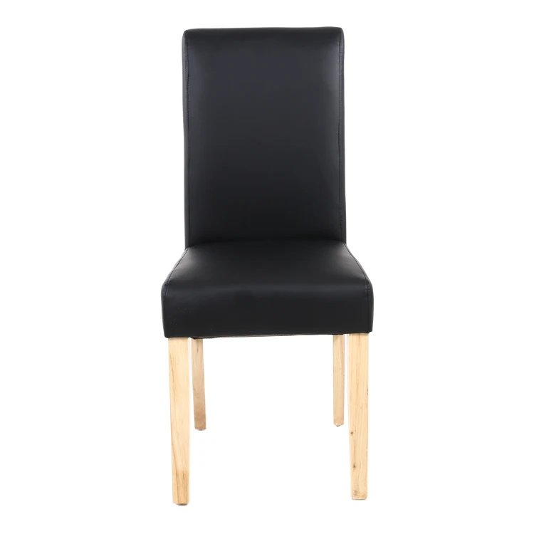 
Modern PU leather dining chair with solid rubber wooden legs 