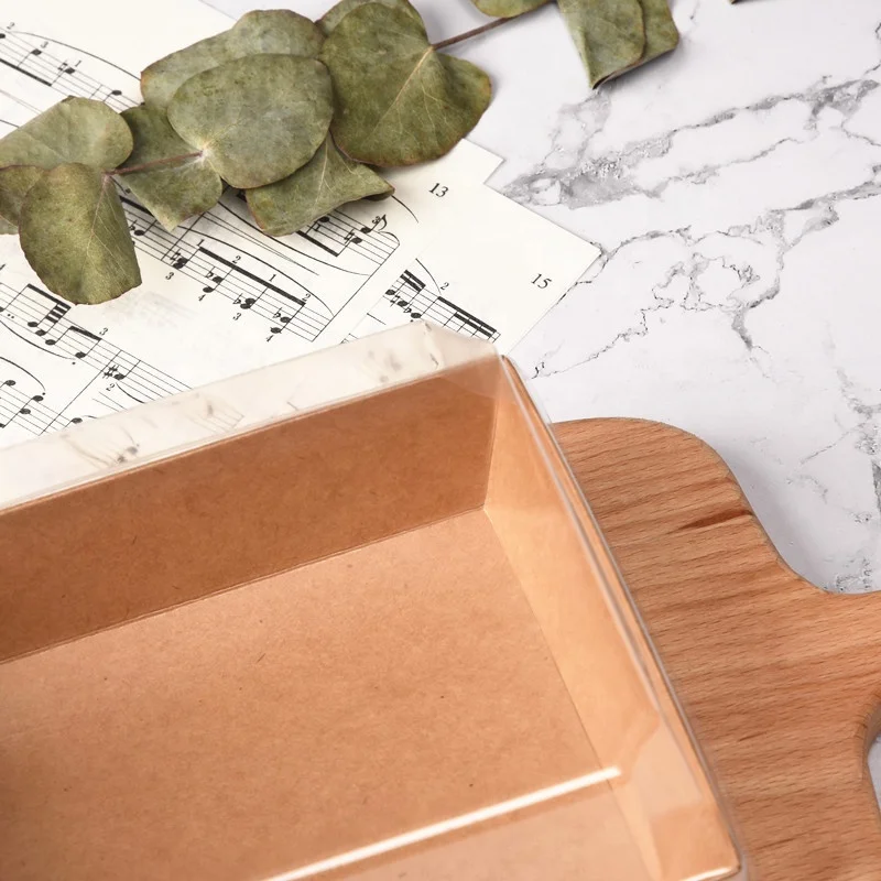 Different Size White and Brown Sandwich packaging Cardboard paper box with PET cover