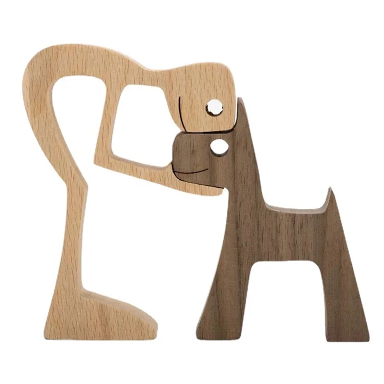 wooden dog and family member ornaments animal decorations creative desktop decoration custom children toys