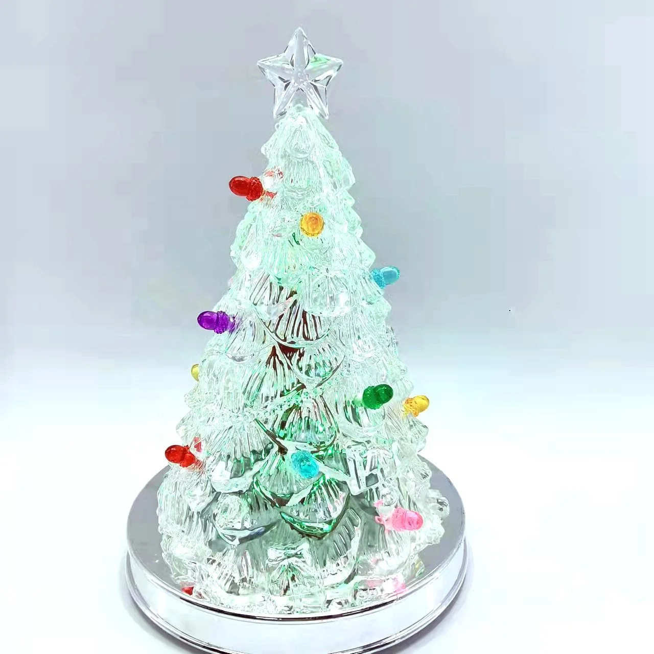 Factory wholesale price luminous Acrylic Crystal music Christmas Tree with color changing Led Light Christmas Decoration