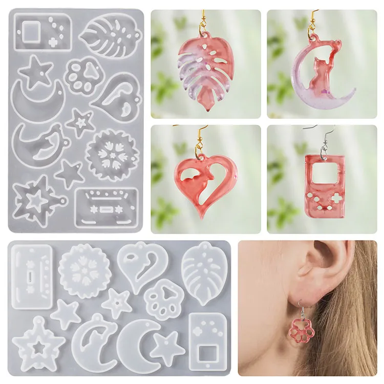 YS Exquisite Jewelry Making Mold Love Moon Resin Mold Leaves  Music Box Earrings Pendant Silicone Mold  Crafts Jewelry Making