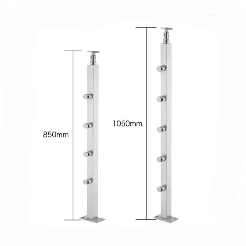 Indoor/Outdoor Stair Balcony 304 Stainless Steel Handrail Staircase Balustrade Post with Adjustable Angle for 8-12mm Pipe