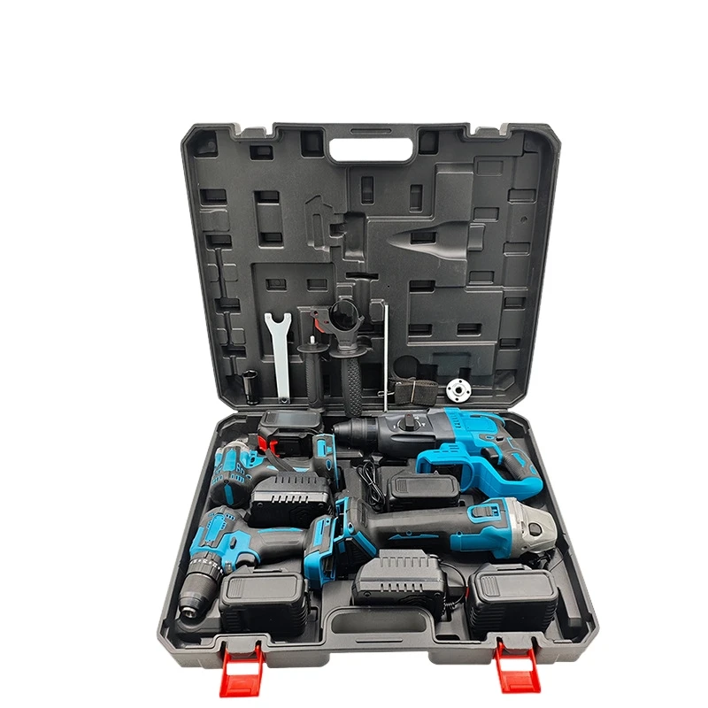 Customizable Cordless Battery Power Drill Set Includes Impact Wrench Angle Grinder Electrical Tools Nail Gun
