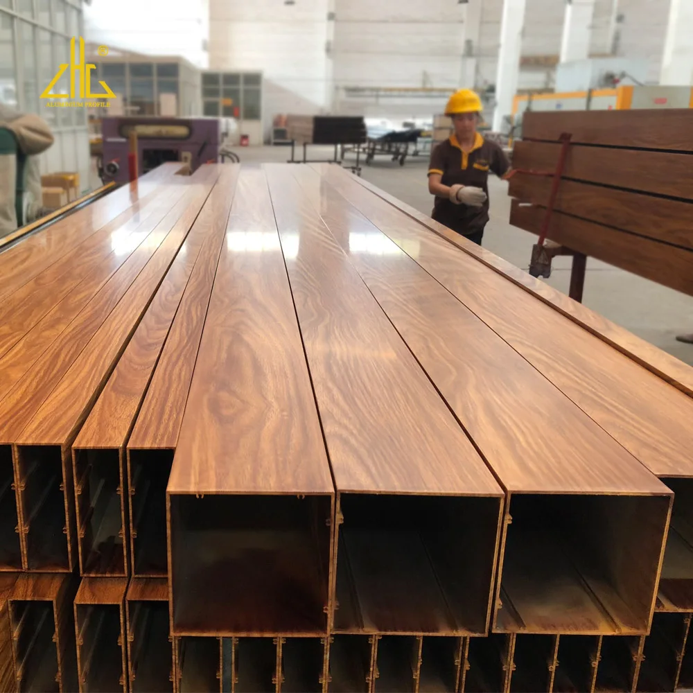 ZHL Wood Grain Aluminum Profile Tube Ceiling Tiles  Suspended Aluminum Ceiling With Fashion Design For Interior Decoration