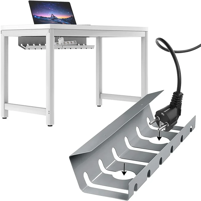 Under Desk Cable Management Tray Wire and Cable Organize White Tray Socket Wire