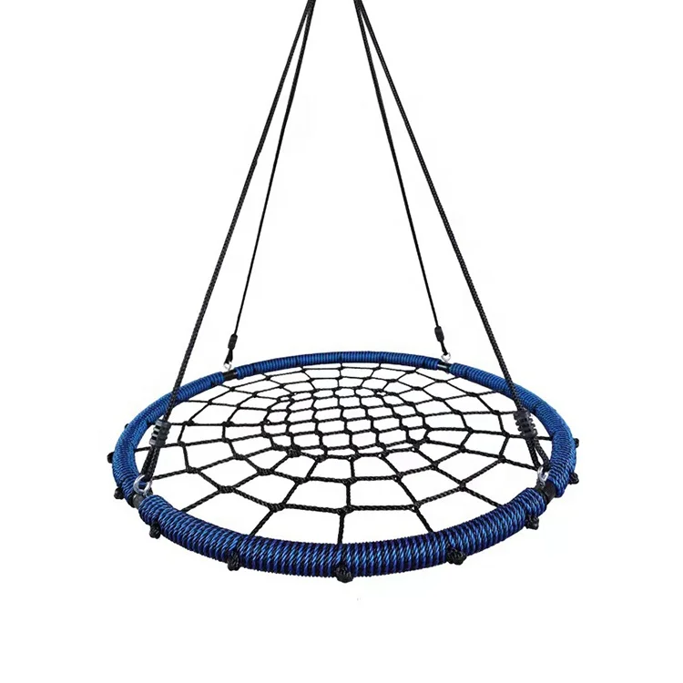 ZHOYA SPORT Spider Web Tree Swing 900D Oxford Platform Swing for Kids Backyard Round Flying Swing with Hanging Ropes Straps
