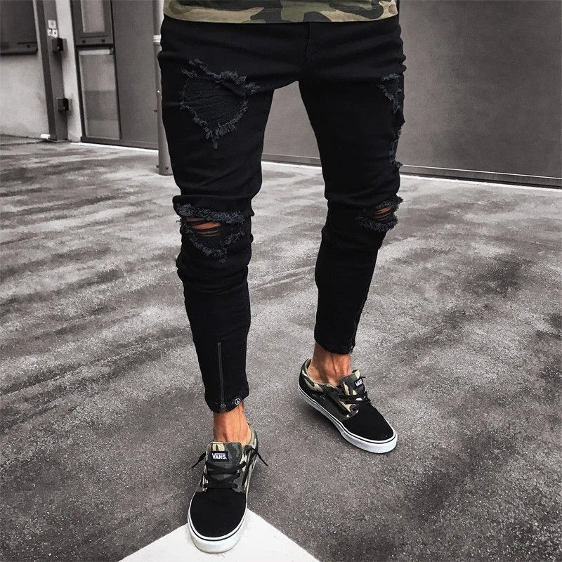 Fashion Slim Waxed Denim Jeans, pants High Quality Mens Coated Jeans Pants Custom Multi Pockets Cargo trousers/