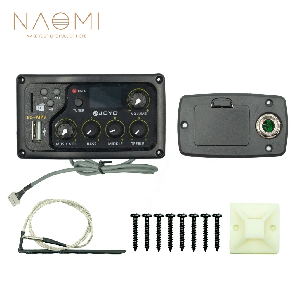 NAOMI JOYO EQ-MP3 Music Volume Bass Middle Treble Presence 3 Band Captador LCD Display With MP3 In Function Guitar Accessories