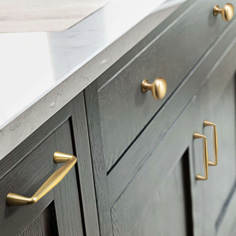 3753 New luxury gold kitchen cabinet pull handle round knobs drawer handles