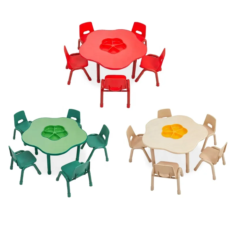 OEM Nursery School Furniture Plum Blossom Game Storage Table Set Student Kindergarten Desk Reading Tables For Kids