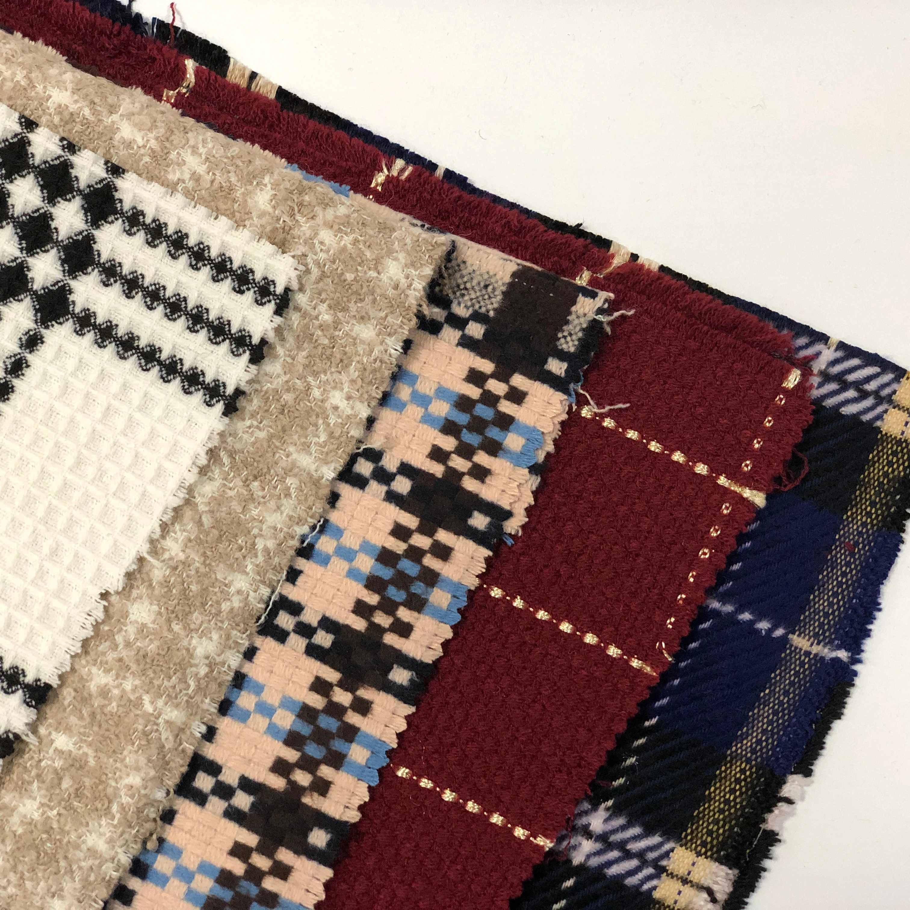 FREE sample wholesale stock 30% wool tweed plaid fabric low price MOQ