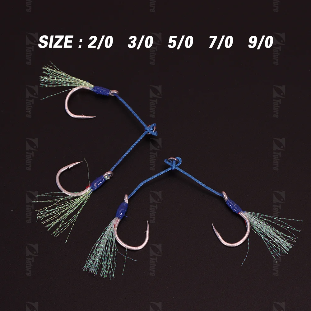 Tolure new style Double Assist Hooks 2/0-9/0 for Jigging Lures Anti-corrosive Jig Hooks Stainless Steel Fishing Hook