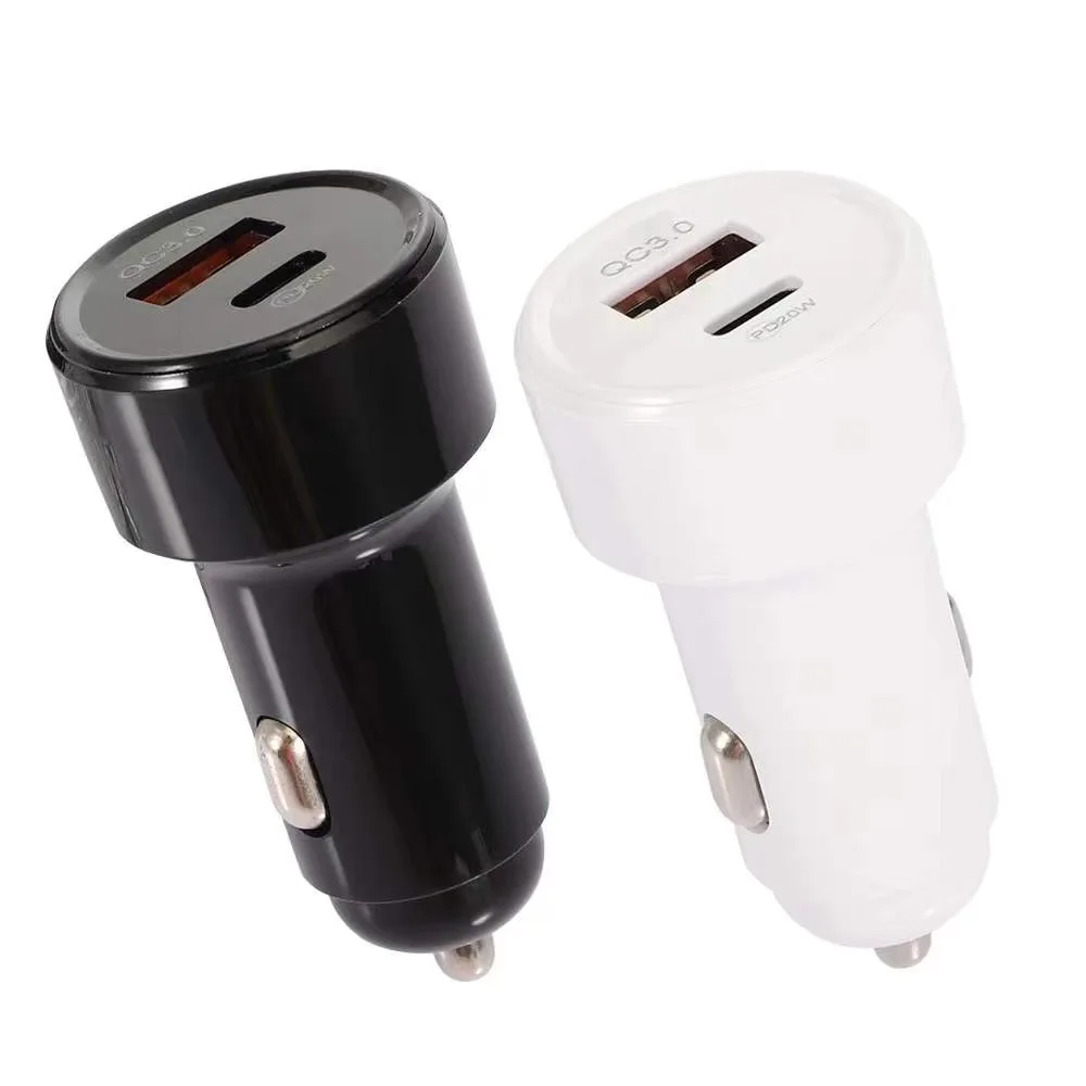 2021 electric qc3.0 car charger dual usb mini 2 usb 38w car charger type c and usb car charger adopter for iphone