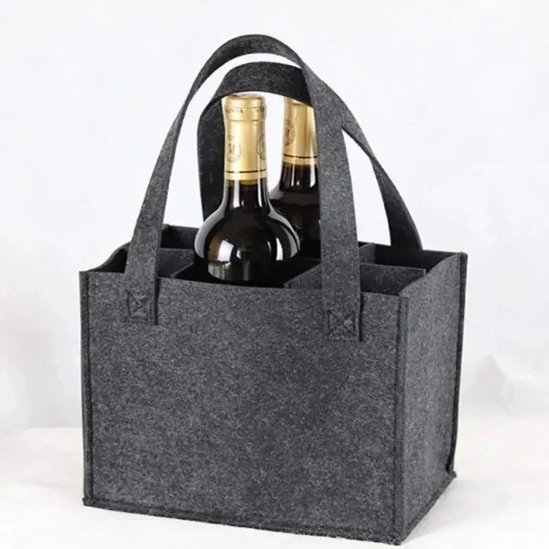 6 Bottle Non Woven Felt Fabric Champagne Wine Beer Party Gift Camping Carrier Tote Holder Storage Bag