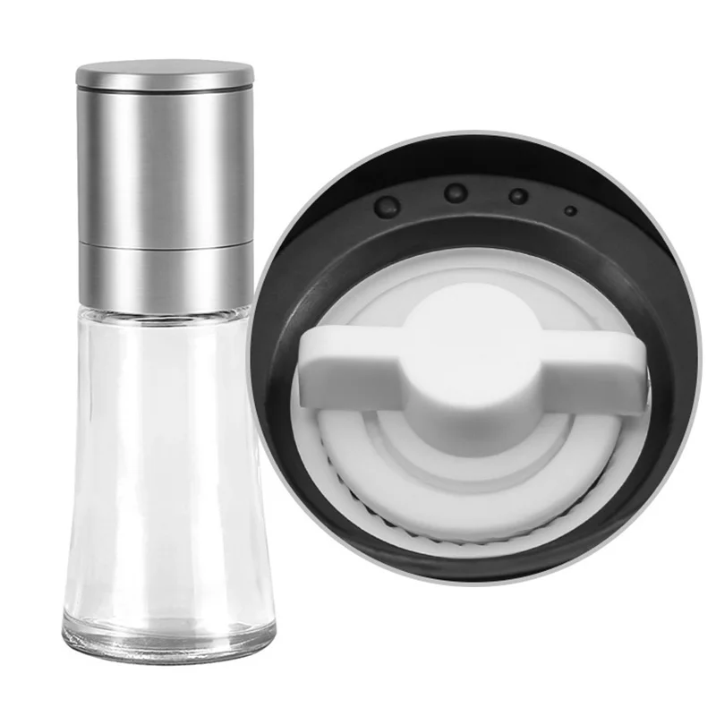 Custom Logo Kitchen Glass Salt Shaker Spice Mills Jar Salt And Pepper Grinder