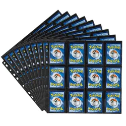 Customized Black PP Inner Page 11 Holes Fit 3 Ring Binder Trading Card Sleeve Pages 12 Pocket Game Cards Collector Photo Album