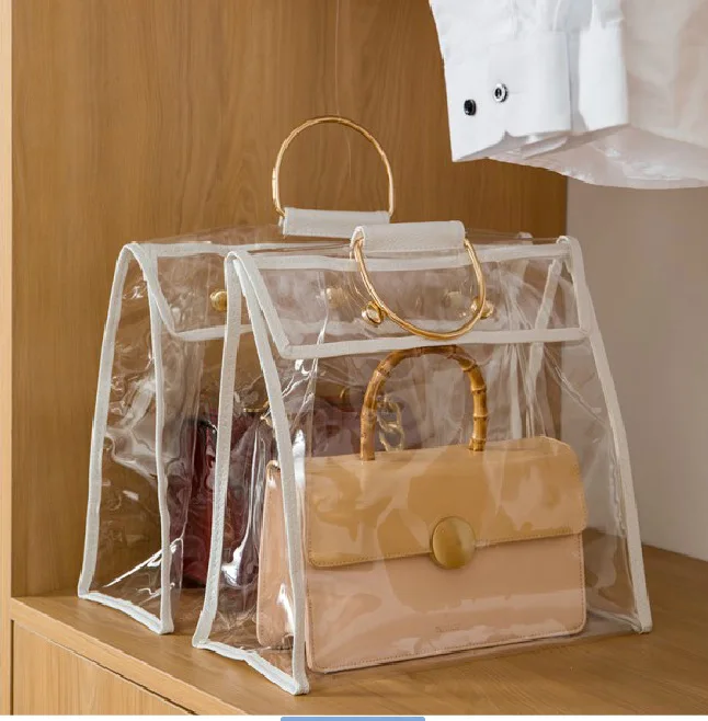 Transparent PVC Shopping Bag Reusable Vinyl Dust Bag For Handbag