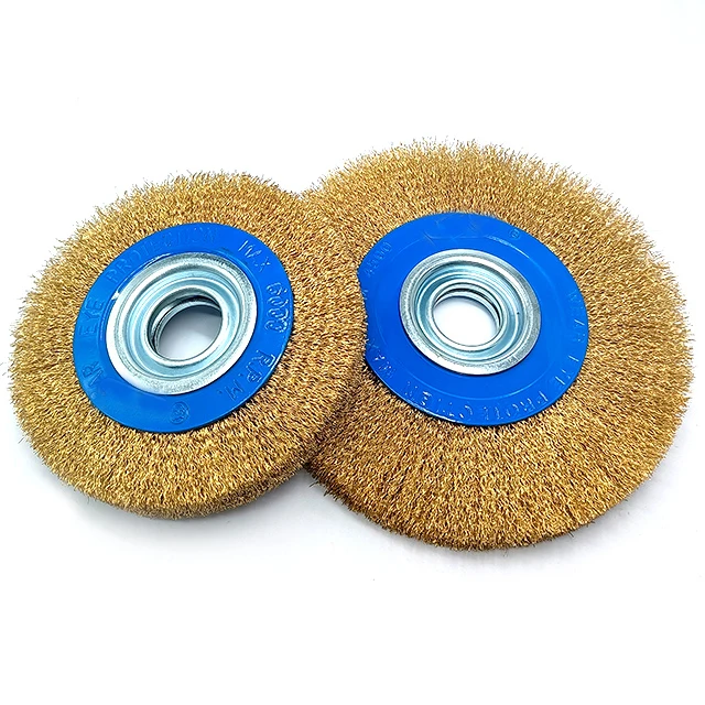 SATC Crimped Bench Grinder Wire Brush Set 0.3 mm Steel and Bristle Wire Wheel Brushes for Cleaning and Polishing Bench Surface