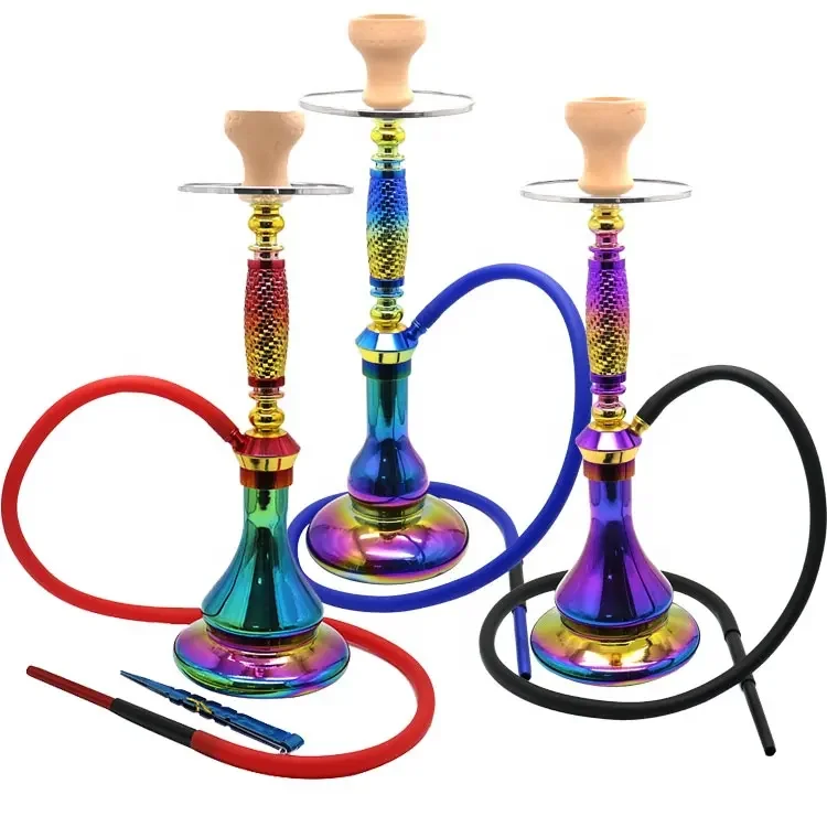 2023 New fashion rainbow aluminum glass tobacco arab hookah  for bar party smoking accessories