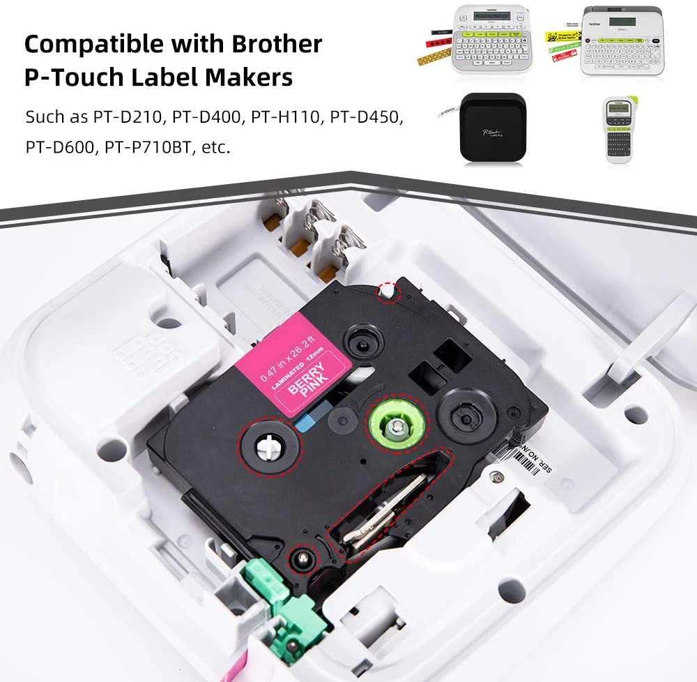 HSe-211 Hse-221 Hse-231 клейкие Ленты Совместимость для Brother HSe-611 HSe-621 HSe-631 641 651 241 терм усадочная трубка лента
