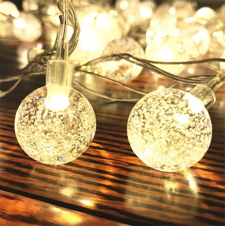 220V LED String Lights 4M 28 LED Crystal Bubble Ball Fairy Lights for Bedroom Garden Christmas Wedding Party Holiday Decoration