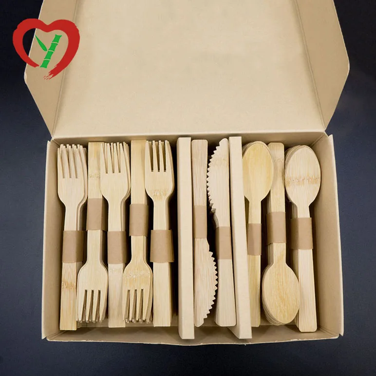 Compostable Eco Friendly Bamboo Cutlery Set Disposable Tableware