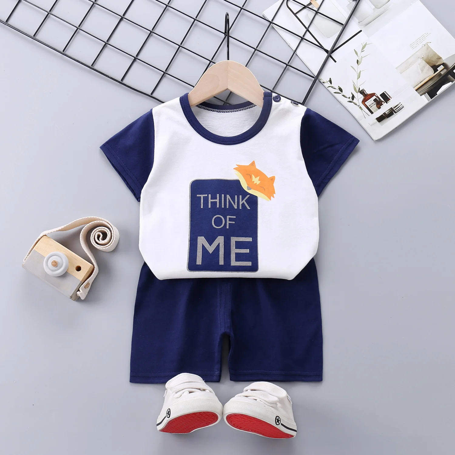 12 designs Girls and boys Clothes sets Cotton children clothes baby Short sleeve shorts suit Kids clothes