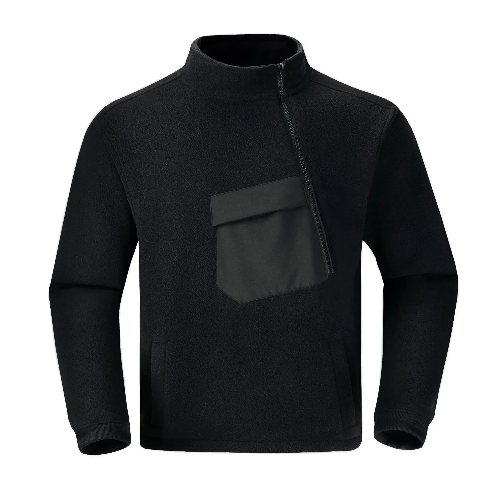 Men Polar Fleece Sweatshirts Outdoor Tactical Stand Collar Hoodies Hiking Military Jackets Winter Male Side Zipper Pullover Tops