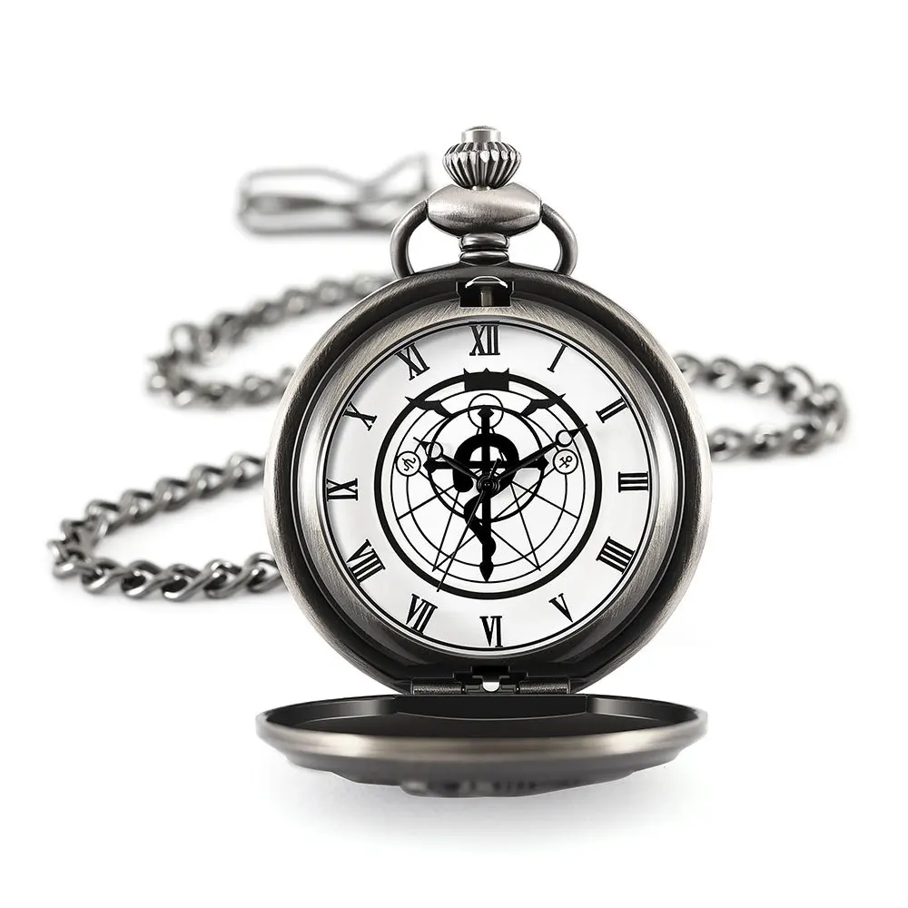 Quartz Watches Chain Bronze Anime Alchemist pocket watches with Gift box