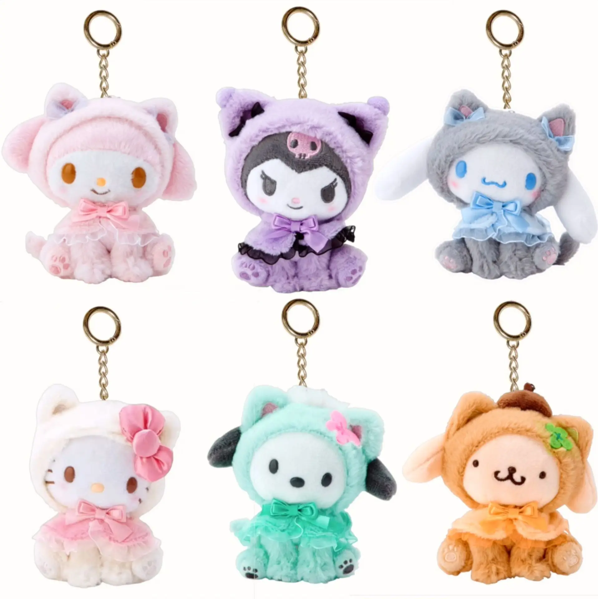 Custom 10cm Doll Korean Kawaii Cute Cat Plush Cute Toy Doll Mini Grab Machine Doll Keychain.