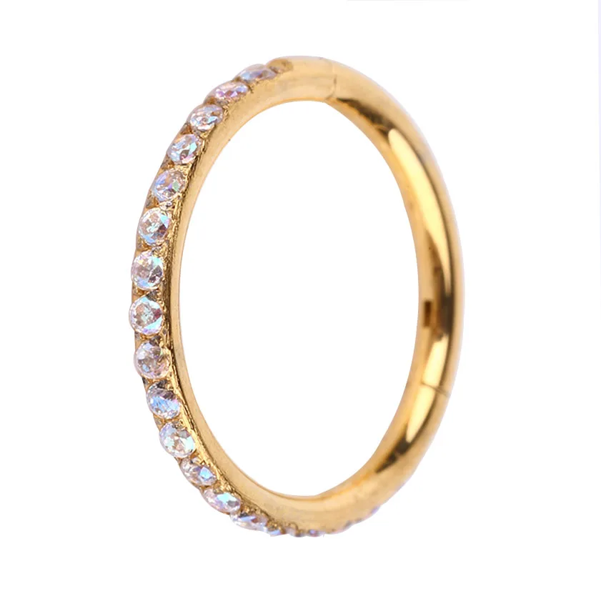 septum Clicker piercing Hoop Ring Hinged Segment nose Ring zircon piercing