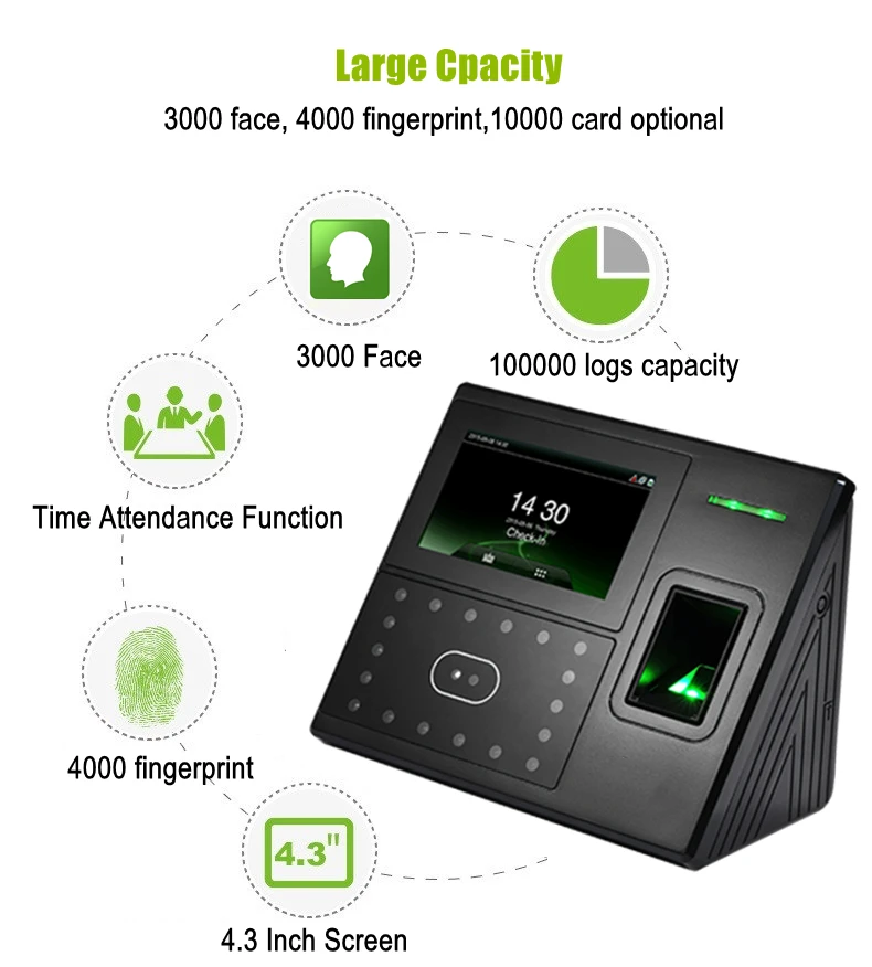 uFace402 Face multi-biometric time & attendance and access control terminal