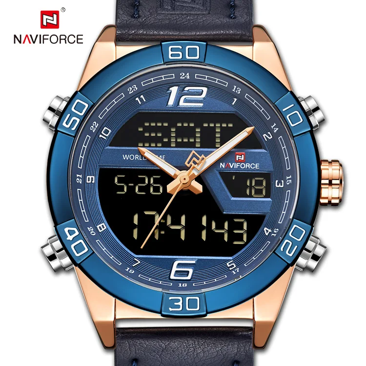 naviforce 9128 watches for men original Leather Quartz men watch WristWatch 3 atm waterproof