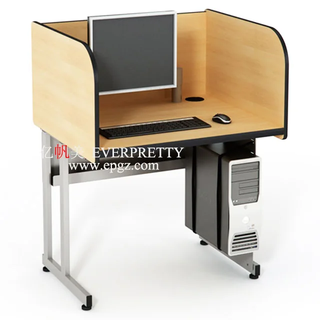 New Design School Furniture Single Seat Computer Desk with High Partition for School Students